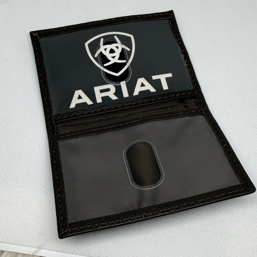 ARIAT Card Holder Black Pebbled Leather